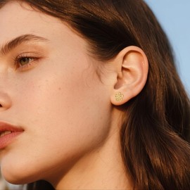 SLUYNZ Solid 925 Sterling Silver Flower Stud Earrings for Women Teens Hollow Flower Stud Earrings Spring