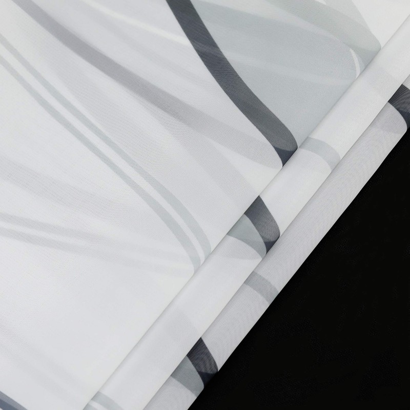 ESLIR Curtains with Tab-Top Curtains Transparent Waves Pattern Voile Grey