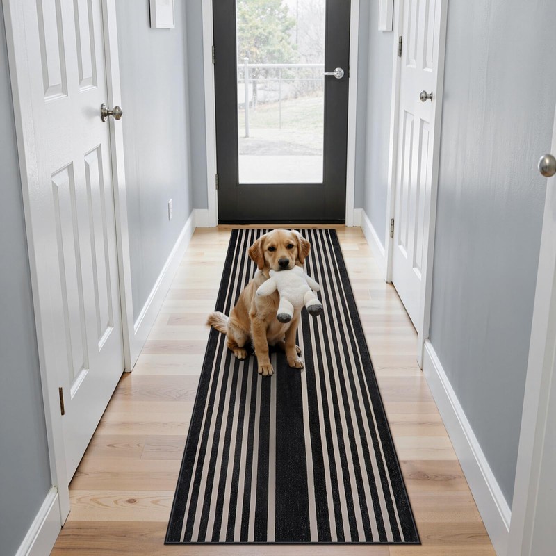 Beeiva Striped Runner Rug for Hallways, 2x6 Washable Runner for