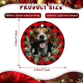 Beagle Dog Ornaments for Christmas Tree, 1Pcs Ceramic Christmas Ornaments Red, Christmas Tree Hanging Decor