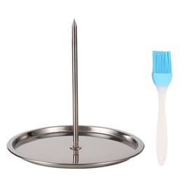 HDGSAFD 1 Piece Chicken Grill Skewers, 1 Oil Brush, Vertical Barbecue Skewers, Vertical Skewers with Crumb Tray, Stainless Steel Cooking Grate, Practical Outdoor Cooking Grate