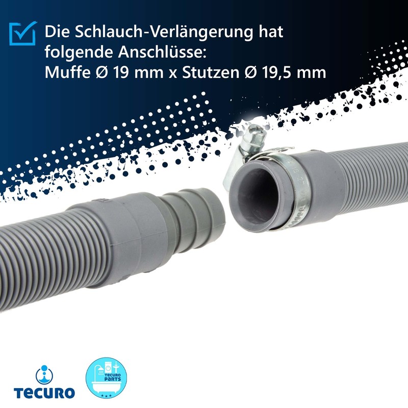 tecuro Drain Hose Extension 1.0 m Complete Set Including Hose