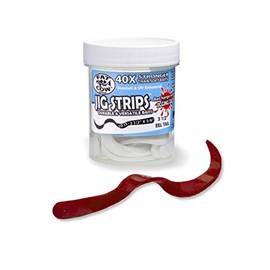 Fat Cow Fishing Jig Strips EEL Tail 3 1/2" x 3/8" - 40X Stronger Than Soft Baits - 10 Baits (Blood Red)