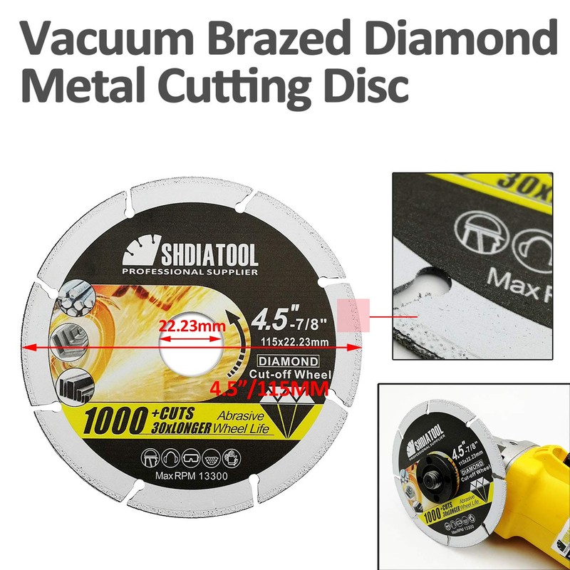 SHDIATOOL 4.5"/115mm Diamond Abrasive Cut-Off Wheel for Metal