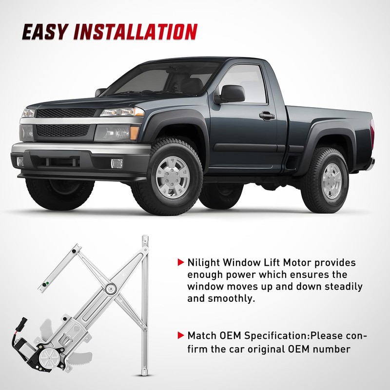 Nilight Front Driver Window Regulator with Motor, Compatible with Chevy