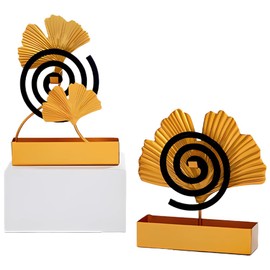 Pack of 2 Ginkgo Leaf Mosquito Coil Holder, Stainless Steel Mosquito Coil Holder, Mosquito Coil Holder, Mosquito Spiral Holder for Home and Garden, Patio Room Decoration