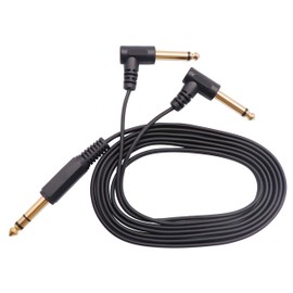 zdyCGTime 6.35mm to 2 * 6.35 Audio Y Splitter Cable,Gold Plated 90 Degree 1/4 Inch 6.35mm Male TRS Stereo to 2(Dual) 6.35mm 1/4 Inch Male TS Mono Right Angle Y Splitter Audio Cable(1.8M/5.9 feet)