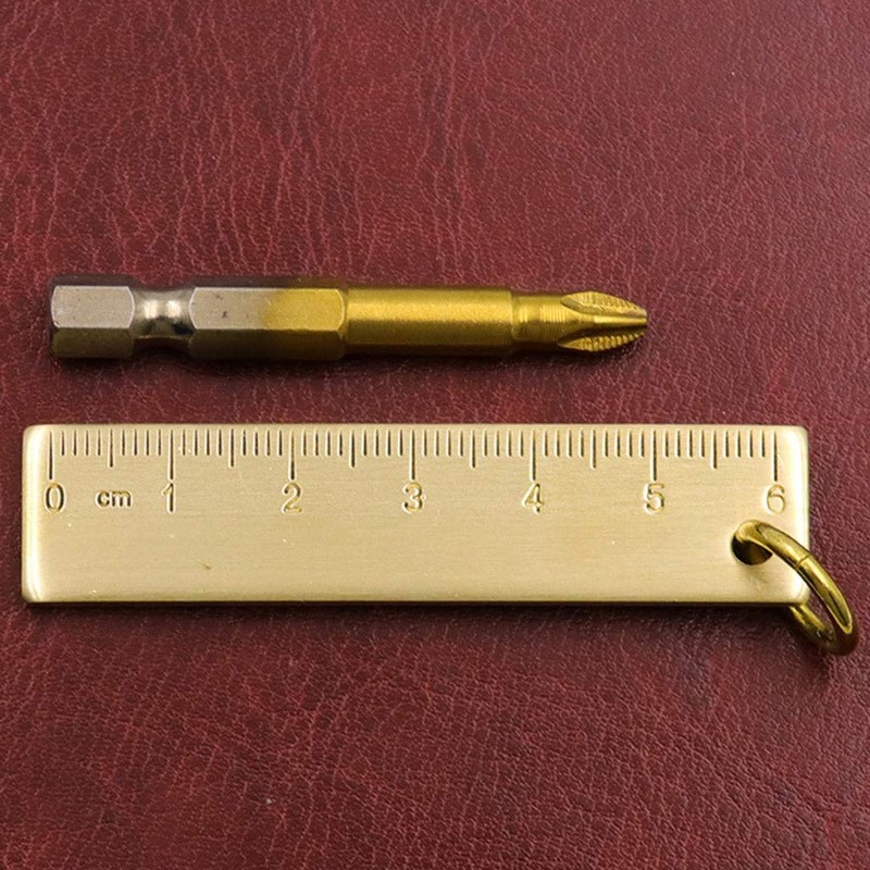 BIlinli 6cm Small Copper Ruler 3mm Thickened Brass Metal Ruler