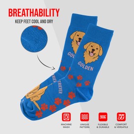 Sillies Socks Dog Socks - Golden Retriever Socks, Cool Animal Socks, Cute Dog Socks - Unisex Crew Sock Set, One Size Fits Most (8-13)