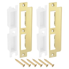 sourcing map 2 Sets Door Strike Plate, 42.5mm x 180mm Stainless Steel Latch Deadbolt Replacement Lock Strike Plate for Door Frame Door Jamb Reinforcement, Gold
