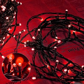 AURSTORE Basa Fairy Lights 8 Modes 10M 100 LEDs Romantic Decoration for Christmas Tree Wedding Party String Lights Indoor (Green Wire, Red)