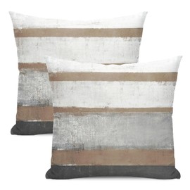 AEIOAE Outdoor Brown Pillow Covers 20x20 Set of 2 Light Brown Gray Striped Decorative Throw Pillow Cotton Square Modern Abstract Art Painting Cushion Cover Decor for Home Couch Sofa Bedroom