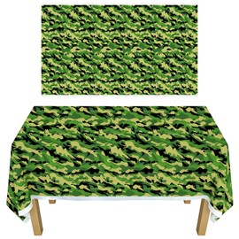 Glitzville Military Camouflage Plastic Tablecloth Army Theme Table Cover for Birthday Party Camping Decor Outdoor Events