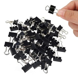 Black Paper Clip,15mm Metal Binder Clips Black Office Paper Clip, Foldback Clips Paper Clamps Bulldog Clips for Paperwork Stationary Office School Home Supplies (72, 15mm)