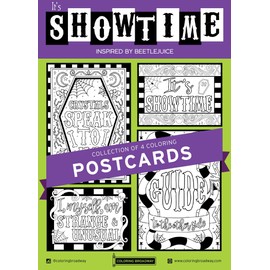 BEETLEJUICE | “It’s Showtime” Collection | COLORING POSTCARDS by Coloring Broadway | Hand-drawn illustrations - Printed on matte card stock (5" x 7") - Set of 4 Individual Postcards
