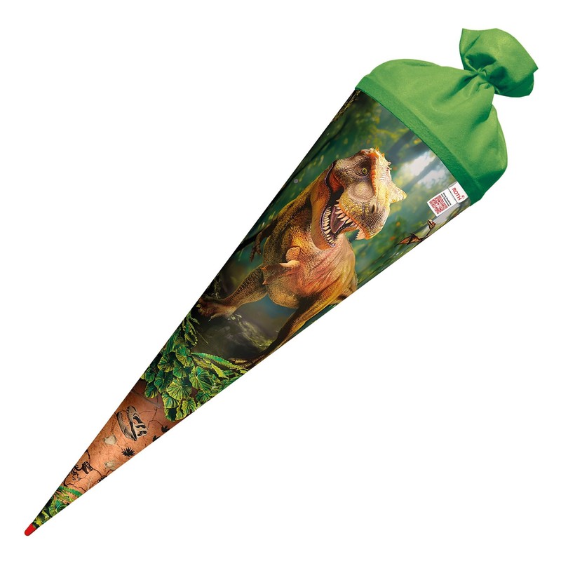 ROTH Motiv-Schultüte, T-Rex Welt, 70 cm, rund, Rot(h)-Spitze, Filzverschluss, Soundmodul