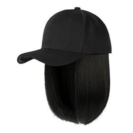 Baseball Cap with Hair Extensions, Synthetic Hair Wig, Baseball Cap with Attached Hair, Kinky Curly Adjustable Wave Hairpiece with Baseball Cap, Cap Wig for Baseball Cap Boys, 1-a, One Size Fits All