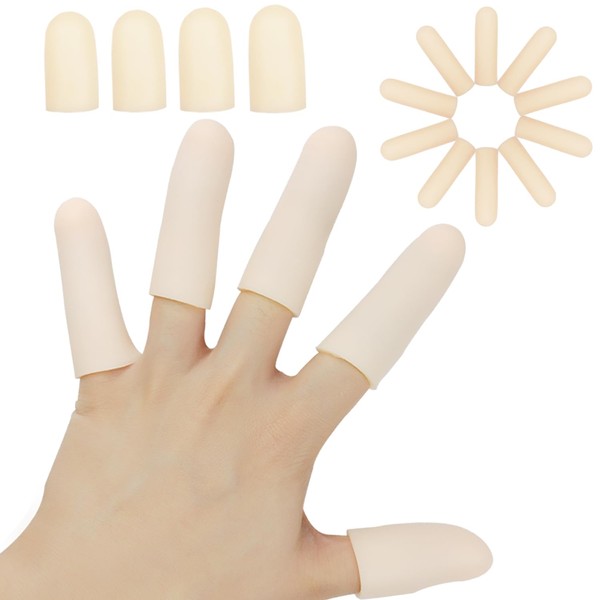 Gel Finger Cots, Finger Protector Support(14 PCS), New Material, Finger Bandages, Finger Sleeves Great for Trigger Finger, Hand Eczema, Finger Cracking, Finger Arthritis and More.(Nude)