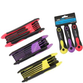 US Pro 3pc Folding Key Set Star Torx, Metric and Imperial Hex SAE Allen