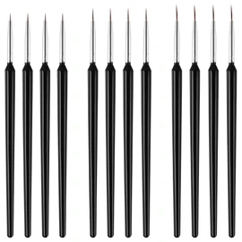 Dadabig Set of 12 Nail Design Brushes, Professional Nail Art Brush Set Fine Nail Art Design Pen Nail Design Detail Nail Brush Tool Kit Line Tools for Beauty Women Nail Studio (3 Sizes, Black)