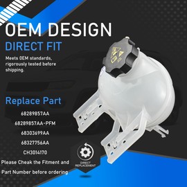 YzusGomumu Coolant Reservoir Radiator Expansion Tank with Cap Coolant Tank Compatible With 2016-2018 Fiat 500X 2017-2022 Jeep Compass 2015-2018 Jeep Renegade Replaces 68303699AA 68327756AA CH3014170