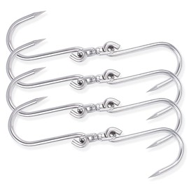 Alele 4 Packs Swiveling Meat Hook, Heavy Duty Stainless Steel Processing Butcher Hooks - Large Fish,Hunting,Carcass Hanging Hook