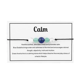 tenghong2021 Chakra Crystal Beaded Bracelet with Wish Card Adjustable Spiritual Anxiety Stone Beads Braide String Bracelet Yoga Meditation for Women Men Jewelry Birthday Gifts-Calm