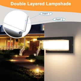 BIRITALO LED Porch Light 18W 3000K Modern Wall Sconce Light Outdoor 1800LM Warm Anti-Rust Exterior Light Fixtures Wall Mount IP65 Waterproof for Garage Hallway Backyard 2 Pack