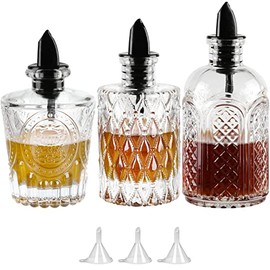 Syrup Bottle Set of 3 - Syrup Dispenser with Leak-Proof Lids Pour Spout Ideal for Coffee Syrups,Honey,Condiments,Olive Oil