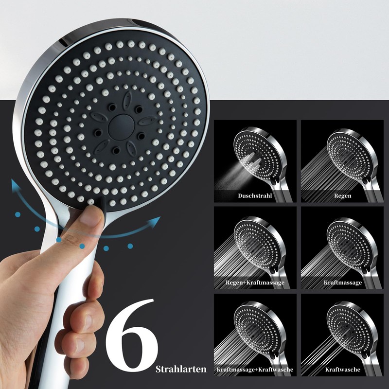 OFFO Shower Head with Hose and Holder, Large Shower Head