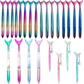 24PCS Mermaid Pens Bulk for Girls Students Women, School Supplies and Mermaid Decorations Gift Loot Bag Fillers Party Favors Basket Suffers,Black Ink (0.5mm)