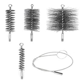 Set di spazzole per spazzacamini, set di 4 spazzole per camini, spazzola per tubi di stufe, pulizia tubi e rimozione ruggine 30 mm 50 mm 80 mm 150 mm spazzola per stufe con filo d'acciaio da 1 m spazz