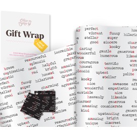 Funny & Rude Wrapping Paper - 2 Sheets of Naughty Gift Wrap with Tags - Offensive Present Wrapping Paper for Birthday (Dirty Dictionary)
