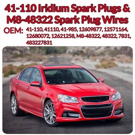 41-110 Iridium Spark Plug M8-48322 Spark Plug Wires for Subrban 3500 HD Silverdo 2500 3500 Siera 1500 2500 3500HD Cadllac Yukn 1500 2500 LS2 LS3 LS4 LS7 4.3 4.8 5.3 5.7 6.0 6.2L V8