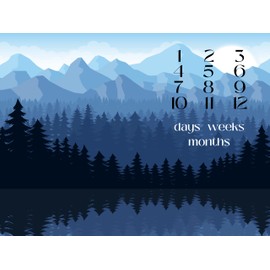 Blue Mountains & Trees Days, Weeks, Months Milestone Blanket, Boy Baby Blanket, Baby Blanket Boys, Weekly Growth Tracker, Baby Blanket (50" x 60")