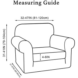 Turquoize Sofa Cover 2 Piece Chair Covers for Living Room Armchair Covers Slipcovers Couch Covers Furniture Protector for Chairs(Base Cover Plus Cushion Cover), Non Slip Soft Jacquard, Dove