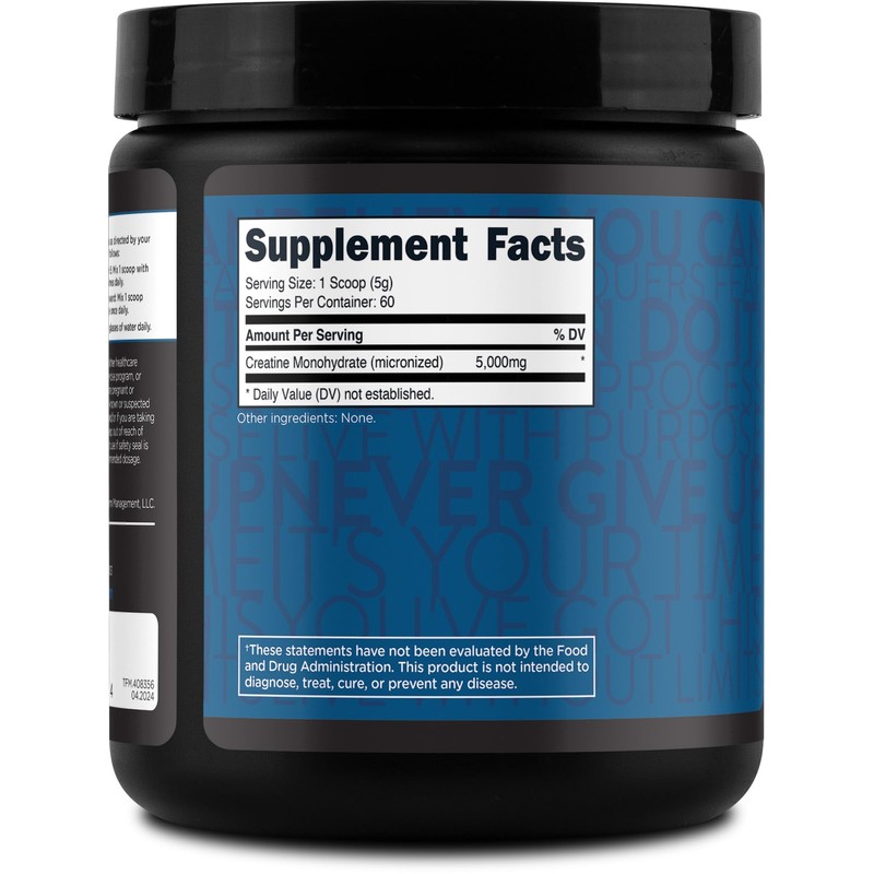 TransformHQ Creatine Monohydrate Powder (60 Servings) Unflavored - 5000mg Per