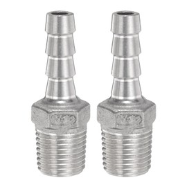 sourcing map 2pcs Stainless Steel Hose Barb Fitting 0.3" (8mm) Barbed x g 1/4" Male Pipe Fitting Air Hose Barb Fittings Coupler Thread Connector Adapter for Water Fuel