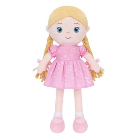 FunisFun Soft Baby Doll 16" My 1st Plush Baby Doll for 1 Year Old Girl Adorable Plush Companion for Infant Toddler 1-3 (Pink, 16in)