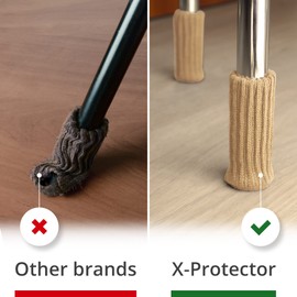 Chair Leg Socks X-PROTECTOR – 16 PCS Furniture Socks – Chair Covers for Legs 1”-2” - Chair Leg Floor Protectors – Beige Hardwood Floor Protectors – Knitted Chair Feet Socks – Shape Doesn't Matter!