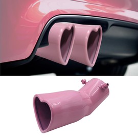 OtpOutopa Car Exhaust Tip 2.5 inch Inlet, Universal Car Exhaust Pipe Modification Tail Throat Tail Pipe Stainless Steel Muffler Tip, Adjustable Heart Shaped Car Thickened Pipe (Curved,Pink)