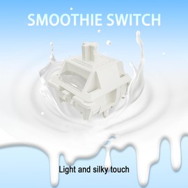 Gateron Smoothie Keyboard Switch for Mechanical Gaming Keyboard,Linear 40gf 5-Pin Factory Pre-lubed 22mm Dual-Stage Spring RGB LED Full POM White Keyboard Switch(Smoothie 90PCS)
