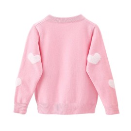 DHASIUE Girls' Cardigan Heart & Rabbit Crew Neck Cotton Uniform Cardigan with Buttons Girls Jacket 2-7 Years Size 92-128, heart
