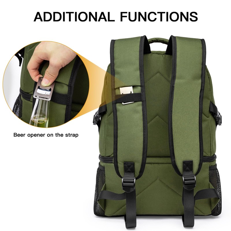 TUGUAN Insulated Cooler Backpack 38/42 Cans Double Deck Leakproof Lightweight