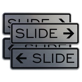 Letrero clásico para puerta deslizante, color plateado, mediano (paquete de 2)