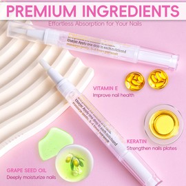 2PCS Cuticle Oil Pen for Nails,Nail Oil Pen for Nail Care,Cuticle Oil for Nails with Nail File,Nail Oil Cuticle Prevent Dry Cracking and Hangnails,Deep Nourishment(Lily & Aloe Flavor)