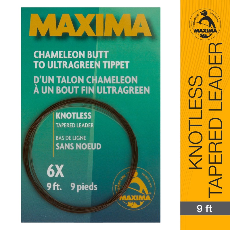 Maxima Fishing Line 9-Feet Knotless Tapered Leaders, Brown and Green,
