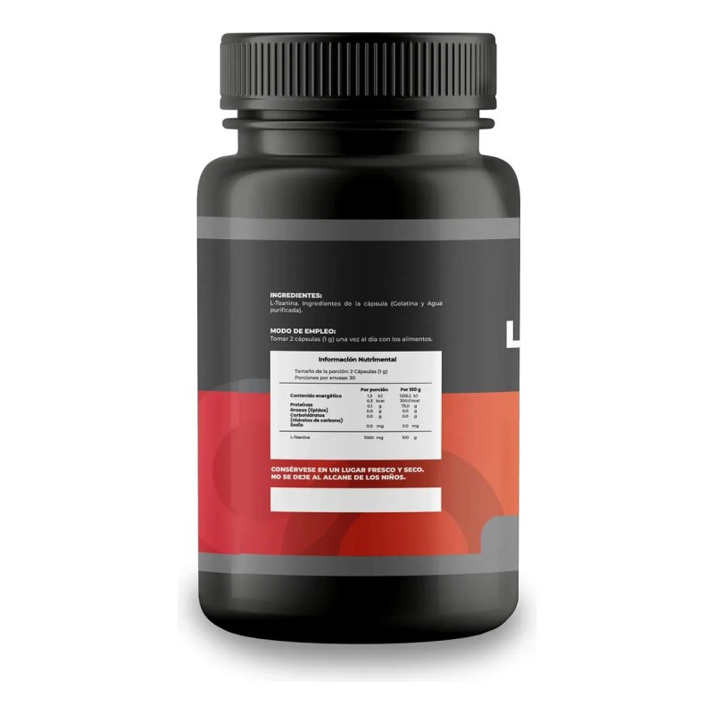 Teanina 180 Cápsulas Calma Mental Concentración Pack Sabor