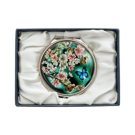 February Mountain Mother of Pearl Dual Magnification Compact Mirror – Gifts for Women, Mom, and Sister – Unique Birthday, Christmas Idea – Elegant and Travel-Friendly