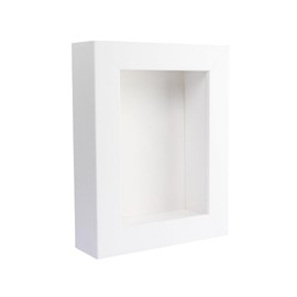 5x7 Shadow Box Frame White Wood with a 1 3/4" Usable Display Depth Includes a White Suede Acid-Free Backing Board, UV Resistant Acrylic, and Hanging Hardware